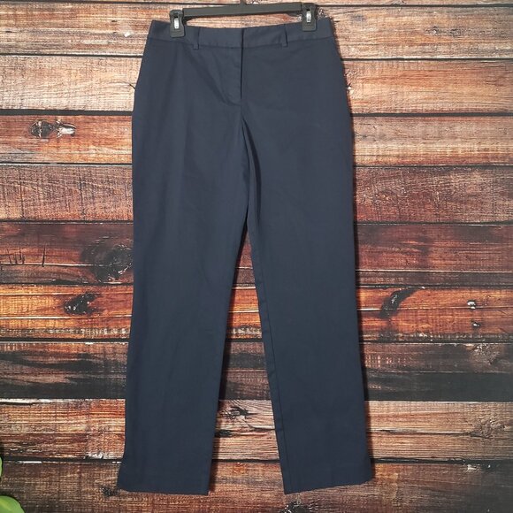 NWT Jones New York 2 Grace Ankle Pants Navy Blue Cotton Stretch Slim - Picture 3 of 11